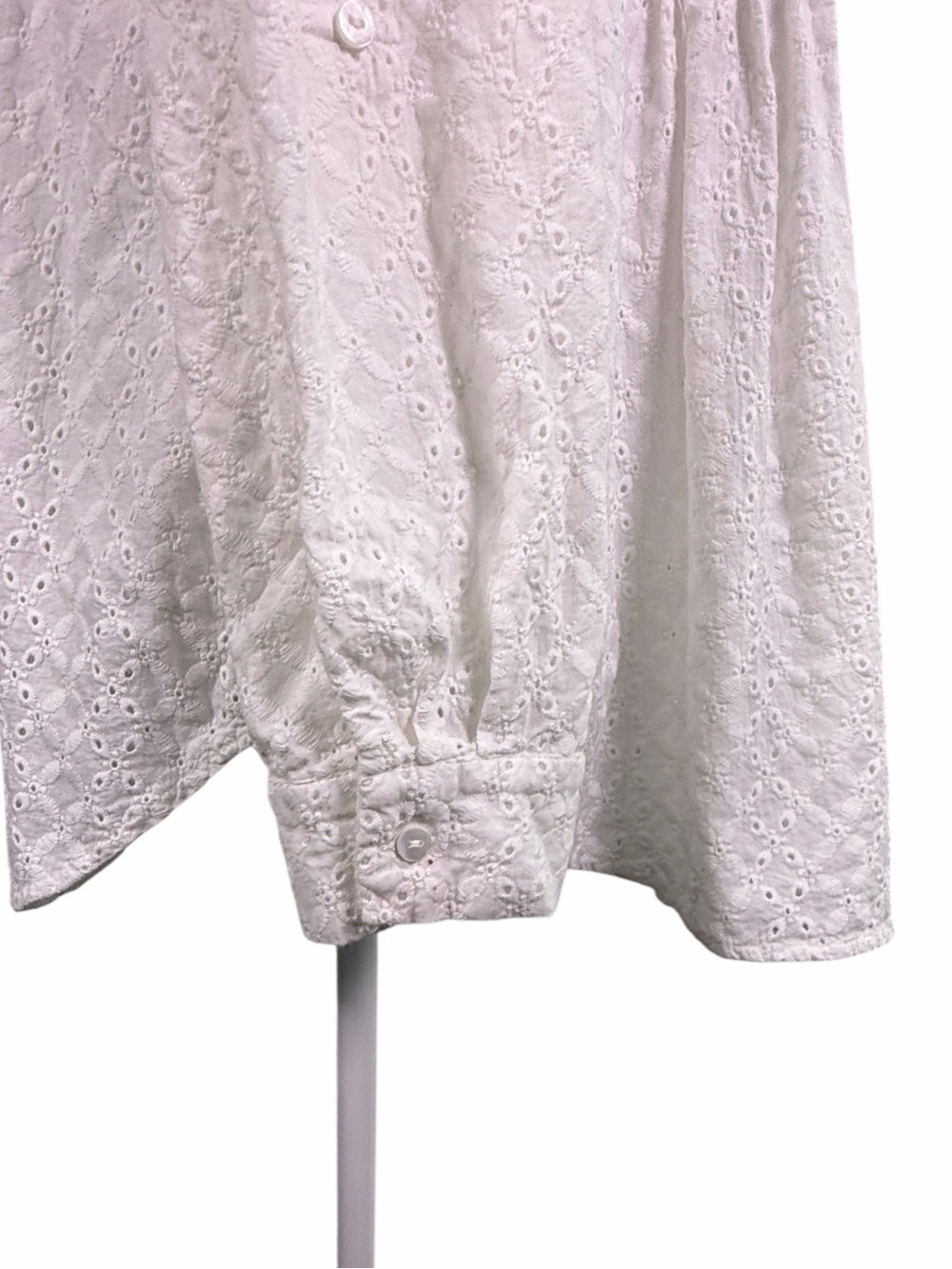 Fever White Eyelet Embroidered Pintuck Button Front Boho Tunic Blouse S - Picture 6 of 11